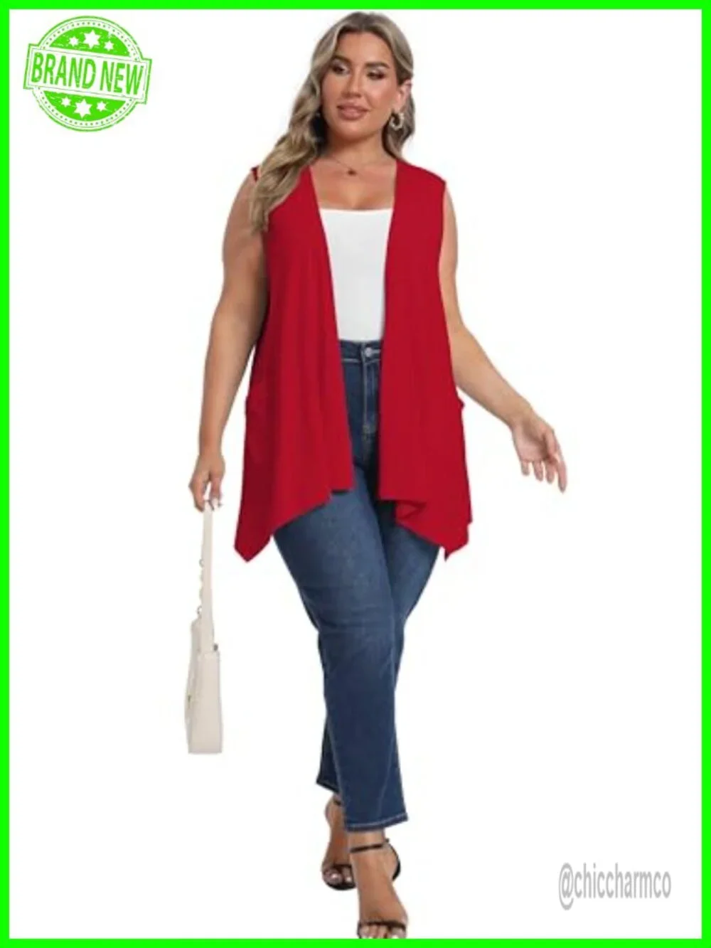 Lightweight Plus Size Sleeveless Cardigan with Pockets Summer Open Front Shawl